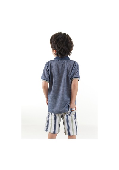 Erkek Çocuk Bayramlık 3'lü Takım Polo Yaka T-shirt Şort Kemer Takım