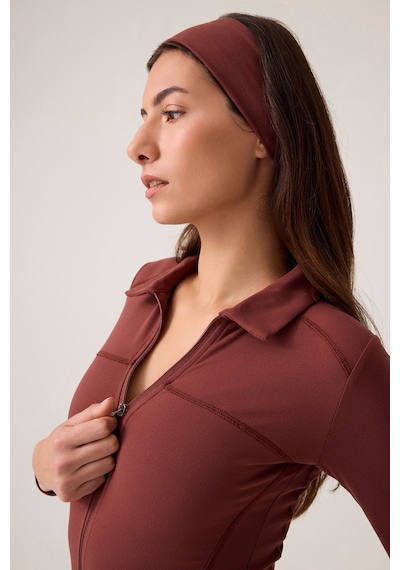 Los Ojos X Ece Bordo Fermuarlı Spor Ceket Collared Bordo Bordo