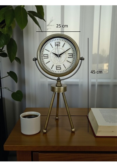 Nostalji Tripod Eskitme Üç Ayaklı Metal Masa Saati