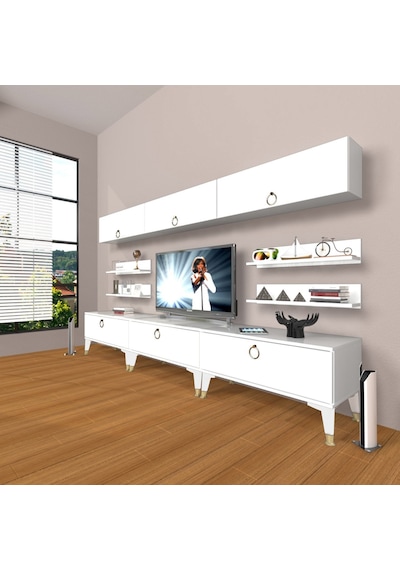 Decoraktiv Eko 8y Mdf Gold Tv Ünitesi Tv Sehpası Beyaz