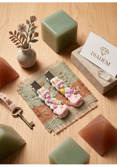 Sweet Bear Klips Toka, Saç Tokası Beyaz - Kahverengi
