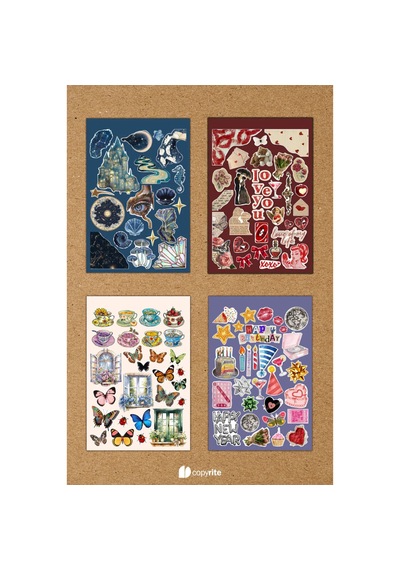 Vintage Sticker Defteri Bullet Journal, Scrapbook Vintage Sticker Defteri 165-Koyu Yeşil