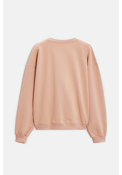 Sââde Kadın Oversize Bisiklet Yaka Basic Casual Sweatshirt Koyu Pudra