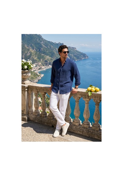 Baselco Amalfi Muslin Oversize Gömlek - Basic Fresh Lacivert