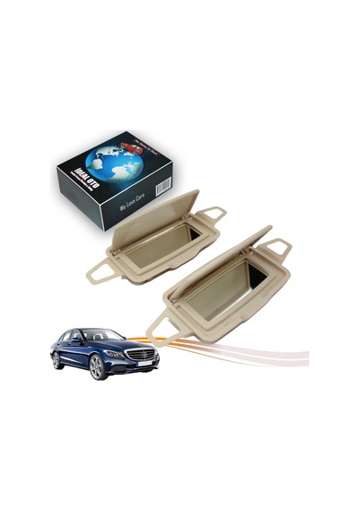 Mercedes C W205 2014-... İçin Sol & Sağ Güneşlik Ayna Seti - Krem Renk