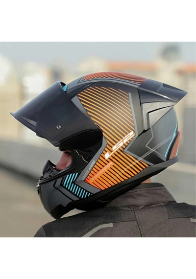 Ls2 Rapid 2 Extra Full Face Motosiklet Kaskı Şeffaf + Siyah Vizörlü Mat Gri - Neon Turuncu