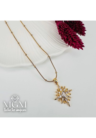 Zirkon Taşlı Zincir: Çelik Çelik Kolye 40+5 Cm - Kl0228 Çok REnkli