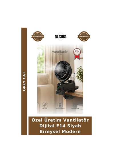 Özel Üretim Vantilatör Dijital F14 Siyah Bireysel Modern
