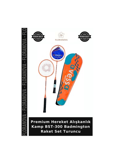 Premium Hereket Alışkanlık Kamp Bst-300 Badmington Raket Set Turuncu