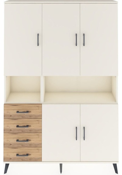 Arges Dolap 7 Raflı 4 Çekmeceli 5 Kapaklı 132x30x195 Aytaşı-aytaşı/çam Aytası/atlas Çam