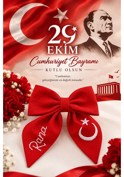 Puncho Nakışlı Fiyonk Toka Kırmızı