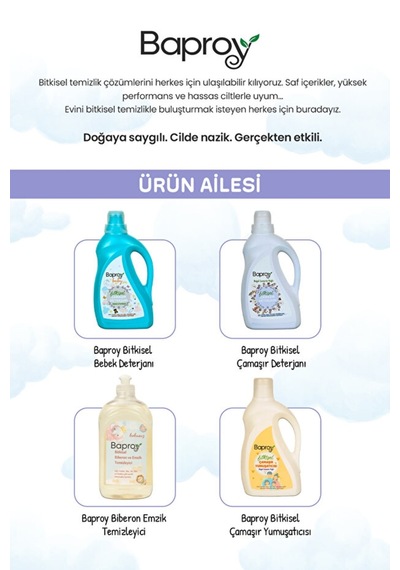 Baproy Bitkisel Çamaşır Deterjanı 1 Lt Doğal Lavanta Yağlı X 4 Adet 4 L