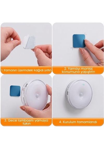 Hareket Sensörlü Şarj Edilebilir Gün Işığı Led & Dolap İçi Merdiven Duvar Tavan Aydınlatma Mıknatıs Yapışkanlı