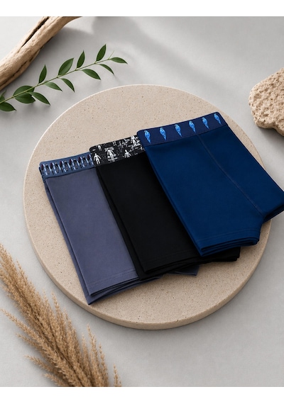 Mutig Tencel Modal Erkek Boxer 3'lü Gri - Siyah