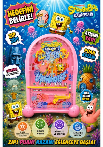 Pinball Sunger Bob Eğitici Oyuncak Retro Eğitici Oyuncak Pembe