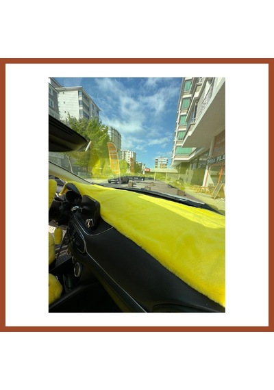 Bezos Yumuşak Tüylü Oto Torpido Bagaj Üstü Örtü Peluş Halı Sarı 130x40cm Pro Standart