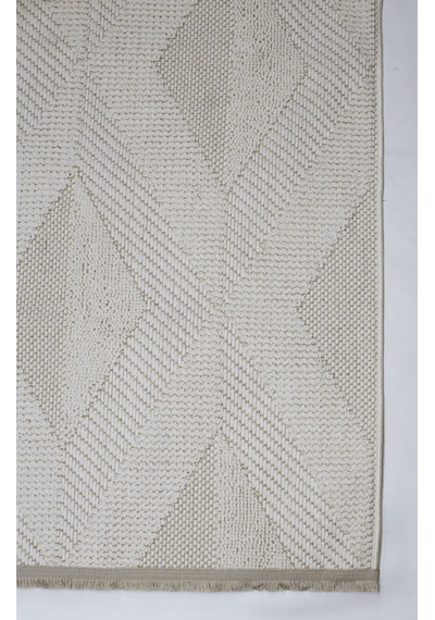Rolyef İskandinav Kabartmalı Sisal Bukle Yıkanabilir Kaymaz Taban Salon Mutfak Çocuk Odası Halısı Beyaz
