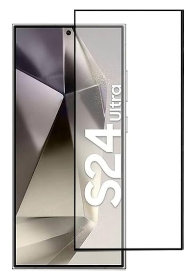 Samsung Galaxy S24 Ultra Uyumlu Anti Static Toz Tutmayan Çerçeveli Temperli Ekran Koruyucu Cam