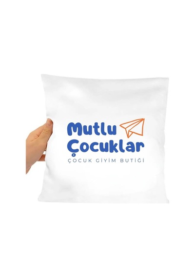 Kurumsal Logolu Saten Yastık Kılıfı 50x50 Cm Firmalara Özel Baskılı Dekoratif Kırlent Kılıfı İçi Boş Beyaz