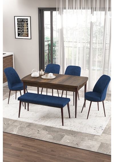 Canisa Concept Zen Serisi 80x132 Mdf Açılabilir Barok Ahşap Desen Masa Takımı 4 Lacivert Sandalye Ve 1 Bench Barok Masa Sandalye Ve Bench Lacivert Canisa Concept Zen Serisi 80x132 Mdf Açılabilir Barok Ahşap Desen Masa Takımı 4 Lacivert Sandalye Ve 1 Bench Barok Masa Sandalye Ve Bench Lacivert