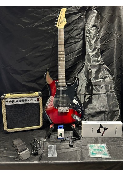 Kırmızı Elektro Gitar Full Set 15w Bluetooth Amfi