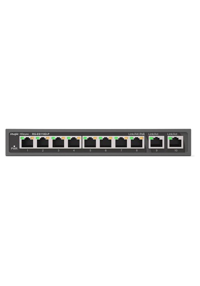 Ruıjıe Reyee Rg-es110d-p 8 Port 10/100 + 2x Gıgabıt Rj45 Uplınk Metal Kasa 110w Poe Swıtch