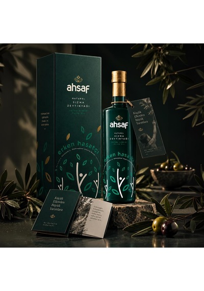 Ahsaf Erken Hasatçı Soğuk Sıkım Natürel Sızma Zeytinyağı 500 Ml Cam