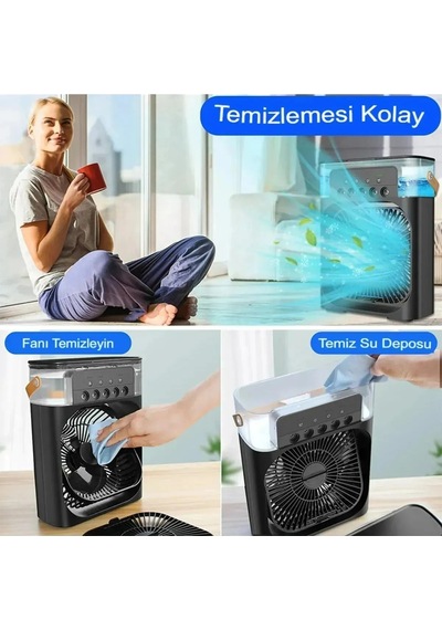 Portatif Hava Nemlendirici Işıklı Aroma Terapi Fan Masaüstü 5 Spray Oda Nemlendiricisi