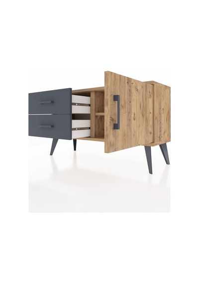 Arges Şifonyer Tek Raflı 2 Çekmeceli Tek Kapaklı 88x30x48 Çam-çam/antrasit Çam/antrasit Arges Şifonyer Tek Raflı 2 Çekmeceli Tek Kapaklı 88x30x48 Çam-çam/antrasit Çam/antrasit
