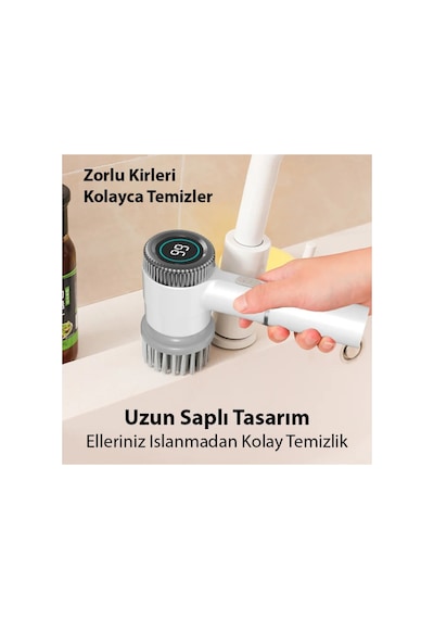 Turbobrush 5 Başlıklı Elektrikli Temizlik Fırçası- 5775 - Karbul5635-9733 Beyaz Beyaz