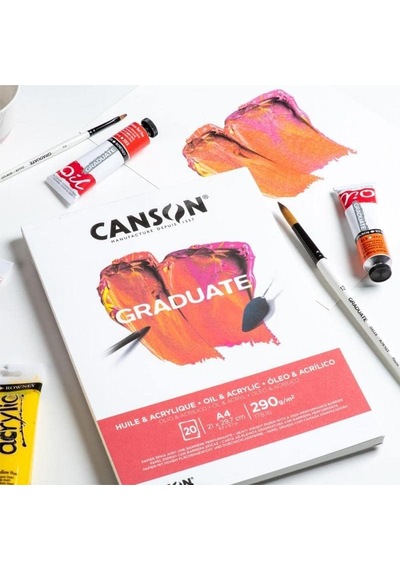Canson Graduate, Yağlı Ve Akrilik Boya Kağıdı, Hafif Pürüzlü Yüzey, 290 G/m², Kısa Kenarda Yapıştırılmı Genel