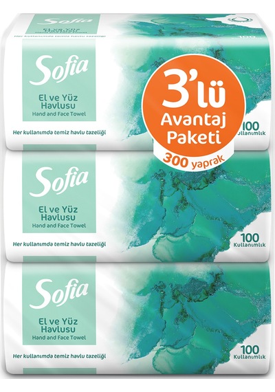 Sofia El Ve Yüz Havlusu Avantaj Paketi 3 X 100'lü 2 Adet