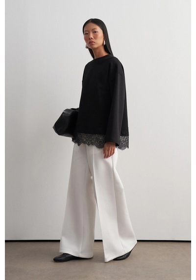 Kadriye Baştürk Dantel Mach Sweatshirt Siyah