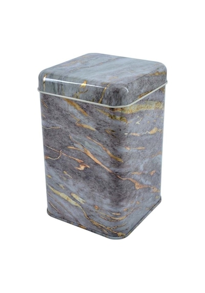Rock And Gold Light Desenli Kare Metal Saklama Kabı 10.5 x 10.5 x 16 CM 1.7 L Çok Renkli