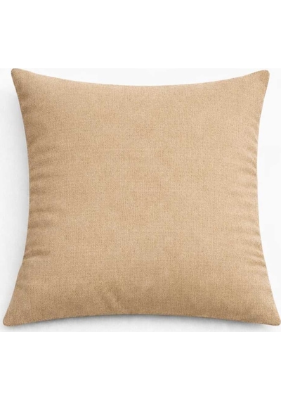 Kadife Dokulu Bej Kırlent Yastık Kılıfı 2 Adet 50 X 30 Cm