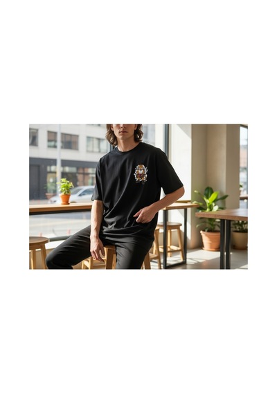 Urbantrendstore Unisex Casual İçin Sade Basic Yazlık Siyah Tshirt Oversize Fit Rahat Geniş Salaş T-shirt Günlük Tişört