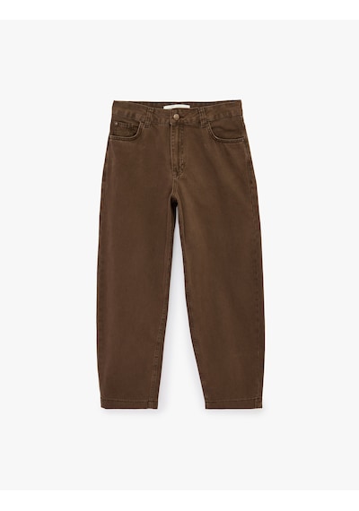 Koton Regular Fit Normal Bel Düz Paça Pamuklu Balon Pantolon - Balloon Jeans Kahverengi 6sal40115mw Kahve