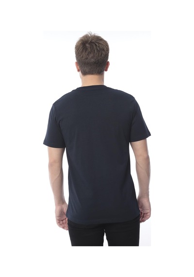 Slim Fit Kısa Kol Nakışlı %100 Pamuklu T-shirt Fs-003011 - Lacivert-2177