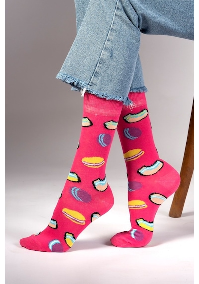 Ozzy Socks Macaron Desenli Çorap Çok Renkli