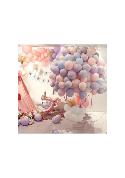 As Baloon Makaron Balon - 50 Adet Karışık Soft Renk Pastel Balon Mor