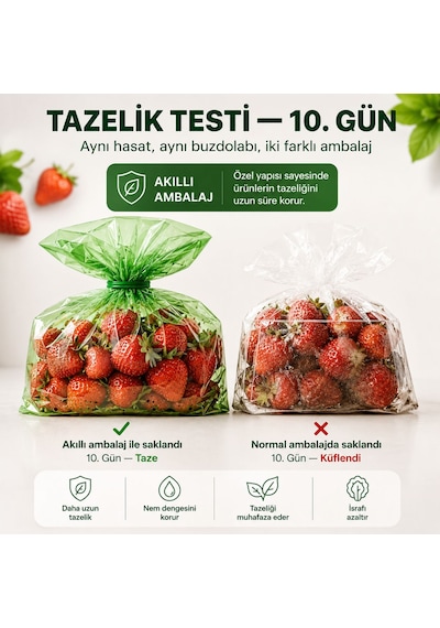 Akıllı Ambalaj Sebze Meyve Saklama Poşeti 20 Li Karışık Boy Seti Modifiye Atmosfer Map Teknolojili Buzdolabı Tazelik Poşeti Tekrar Kullanılabilir Yeşil
