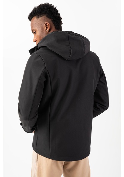 Maraton Sportswear Regular Erkek Kapşonlu Takma Kol Outdoor Siyah Ceket 21797 Siyah