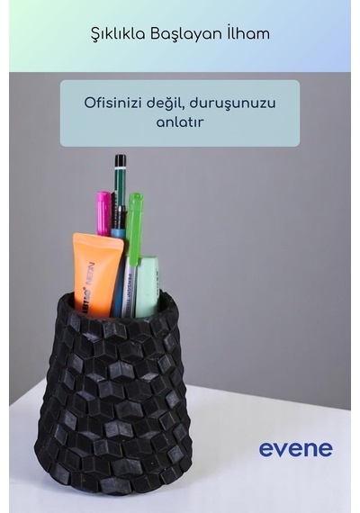 Kalemlik Masa Kalemliği Organizer Kalemlik Siyah Renk Model 84 Çok Renkli