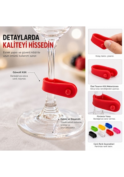 Mottopi Renkli Kadeh Işaretleyici,tekrar Kullanılabilir Bardak Işaretleyici,kadeh Ayırıcı,kadeh Işaretleyici-6 Adet Çok Renkli