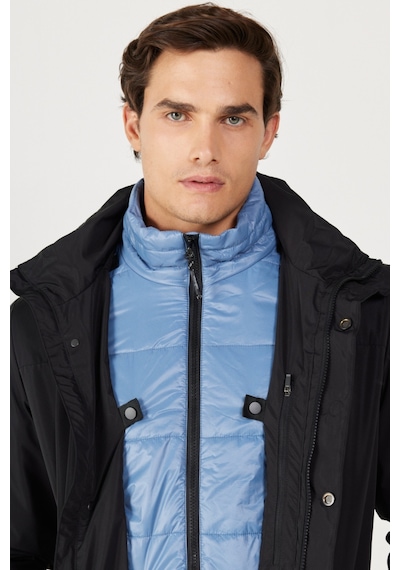Wrangler All Terrain Gear Relaxed Fit Geniş Kesim Dik Yaka Çift Kullanımı Siyah Mavi Parka W232281001 Mavi - Siyah