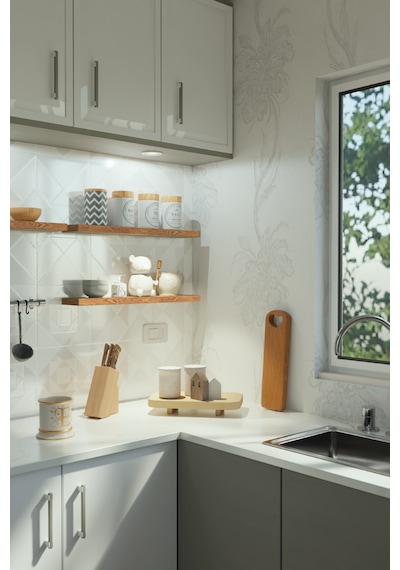 Yankı-BYEG 60 cm Safir Meşe Mdf Gizli Bağlantı Duvar Rafı Kitaplık