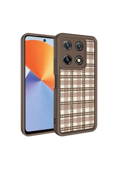 İnfinix Note 30 Pro Kılıf Kamera Korumalı Baskılı Arka Yüzey Zore Klas Kapak Açık Kahve