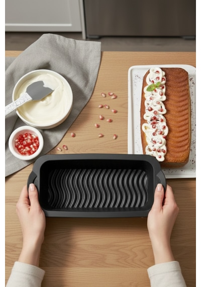 Silikon Fırın - Airfryer Baton Kek Kalıbı - Ekmek Kalıbı - Çok Amaçlı Pişirme Matı Karışık