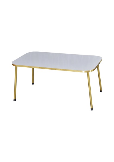 Zigon Sehpa Ve Orta Sehpa Kr Gold Metal Ayak Gold Beyaz Set