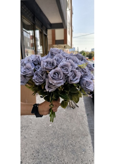 Rüzgar Yapay Çiçekçilik 40 Cm Mavi Pastel Gül Pastel Mavi